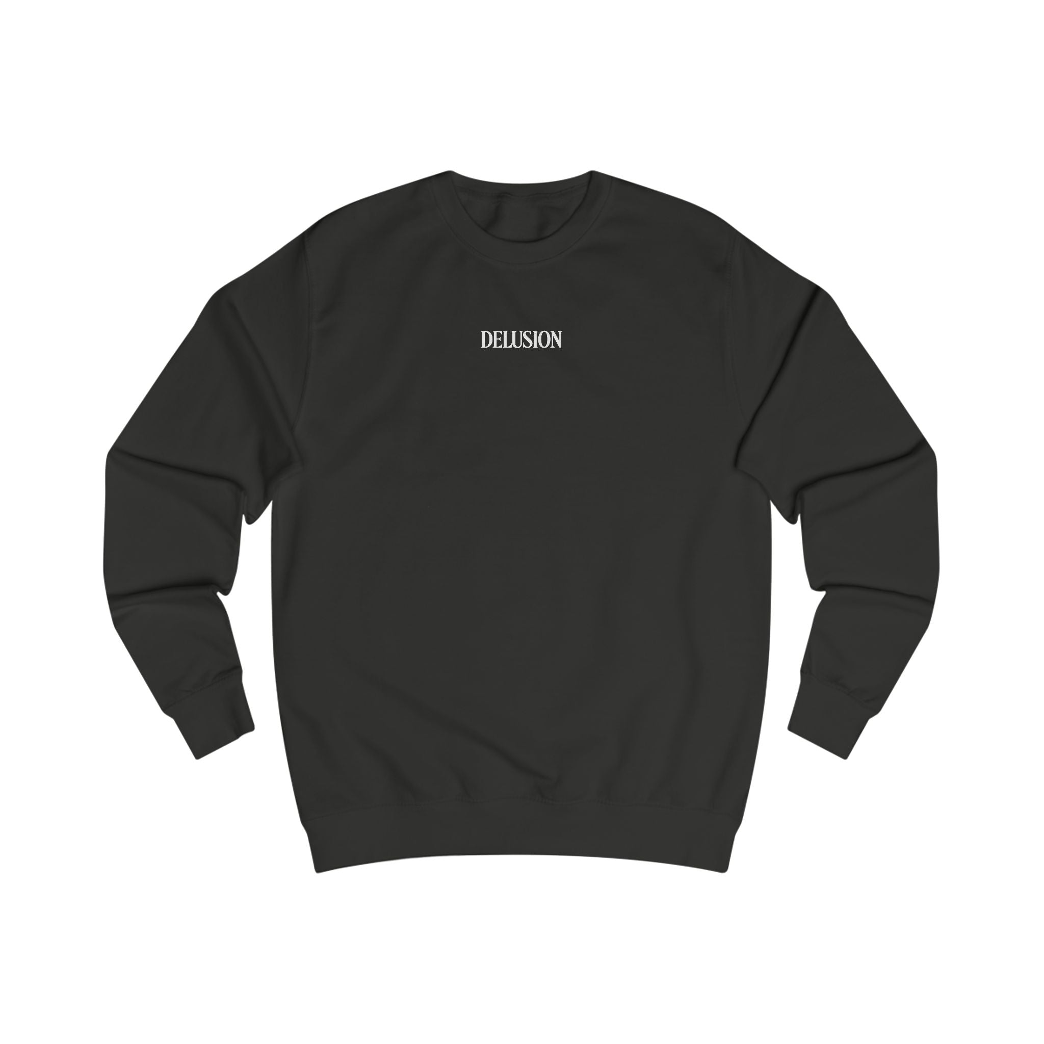 Chic Unisex Sweatshirt with 'Delusion' Text and Abstract Designs