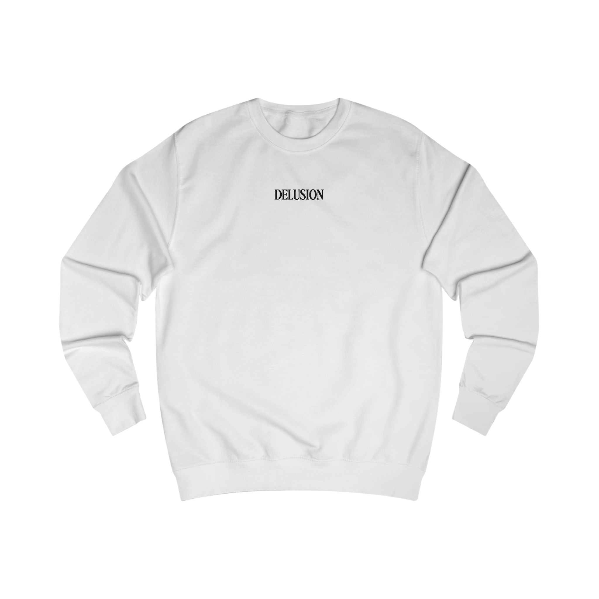 Chic Unisex Sweatshirt with 'Delusion' Text and Abstract Designs